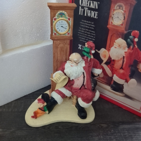 1995 Howard Miller Santa Figurine Clock Limited Edition "Checkin It Twice" - Picture 2 of 3